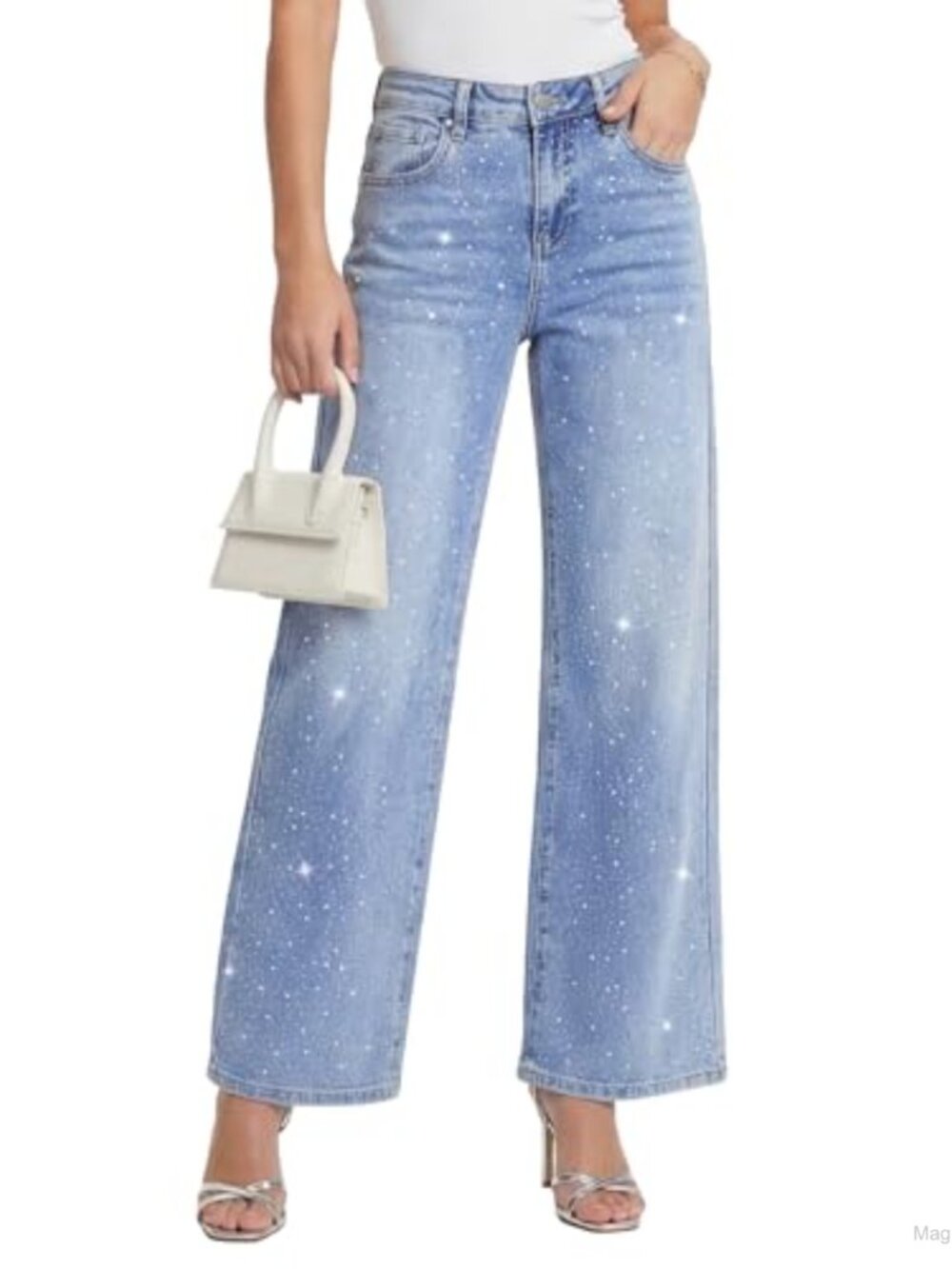 Bedazzled Rhinestone Straight Leg Jeans
